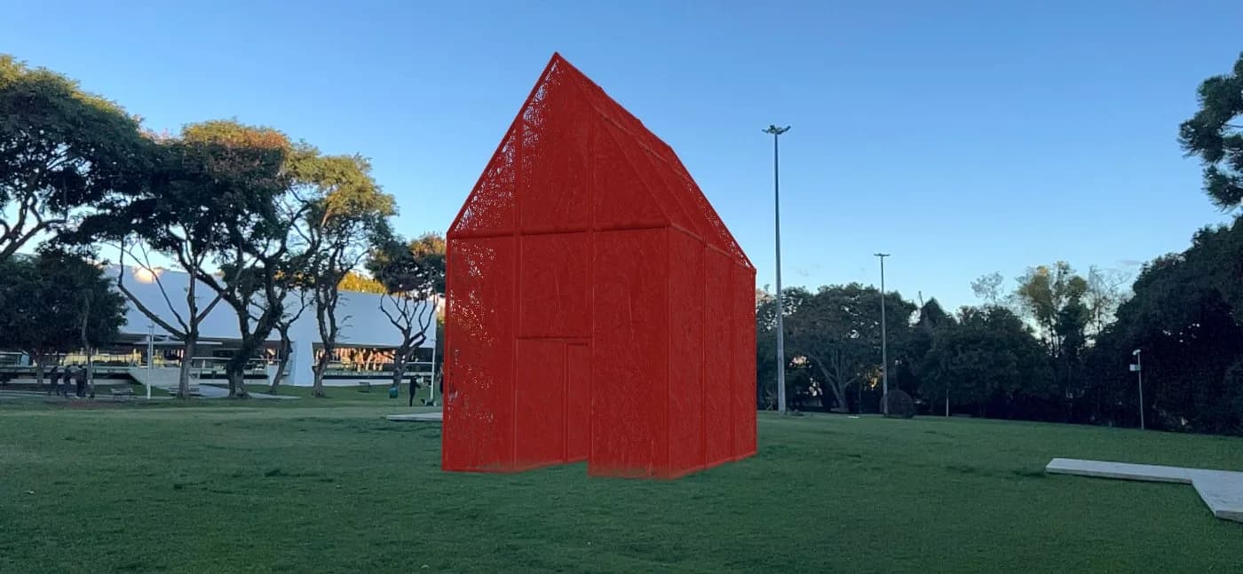 Obra de Chiharu Shiota em realidade aumentada na 16ª Bienal de Curitiba.